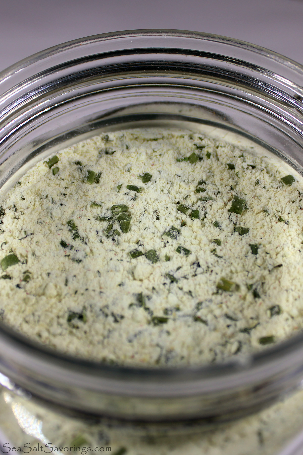 ranch seasoning close up view in a glass jar