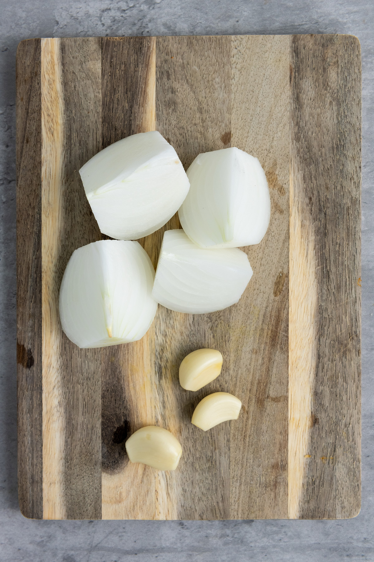 cutting garlic and onion