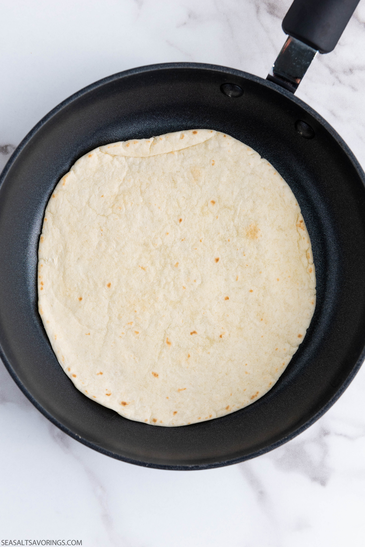 tortilla on a pan