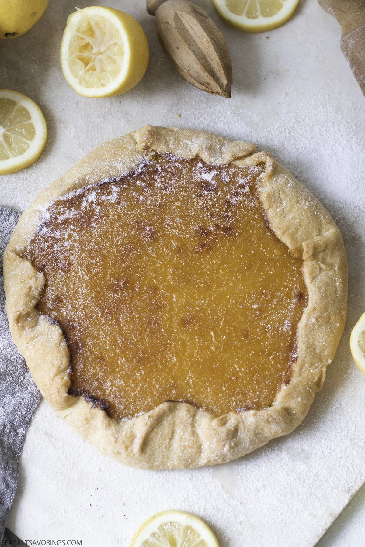 lemon galette dusted with powdered sugar