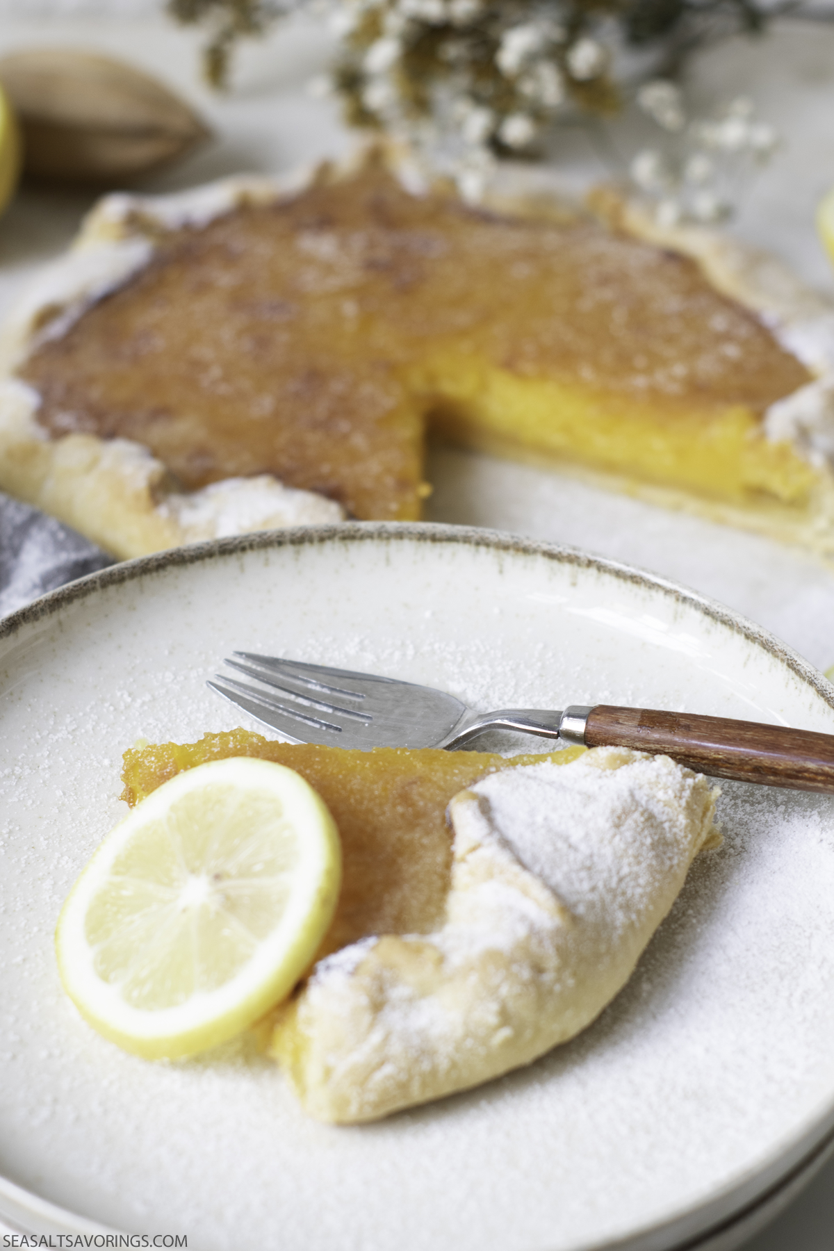 slice of lemon galette on a plate