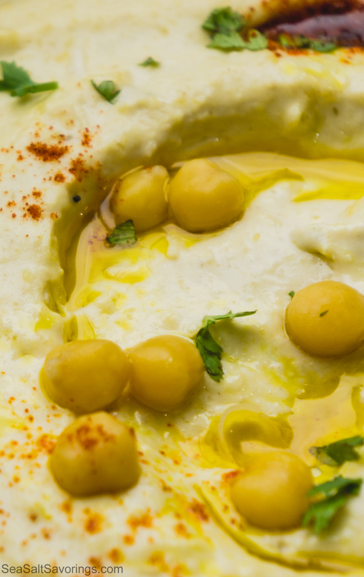 close up view of hummus textures